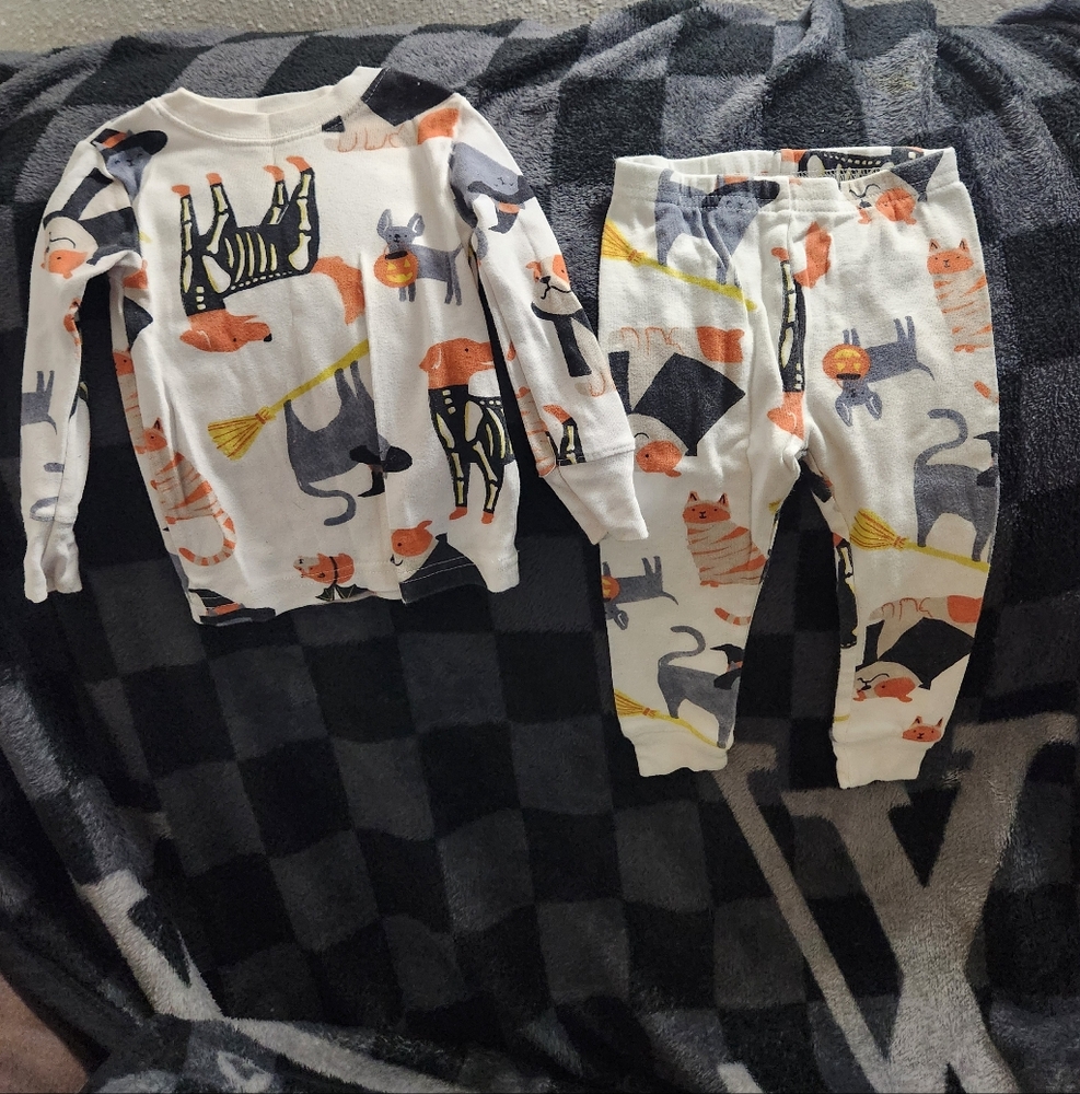 Carter's White and Orange Baby Pajama Set